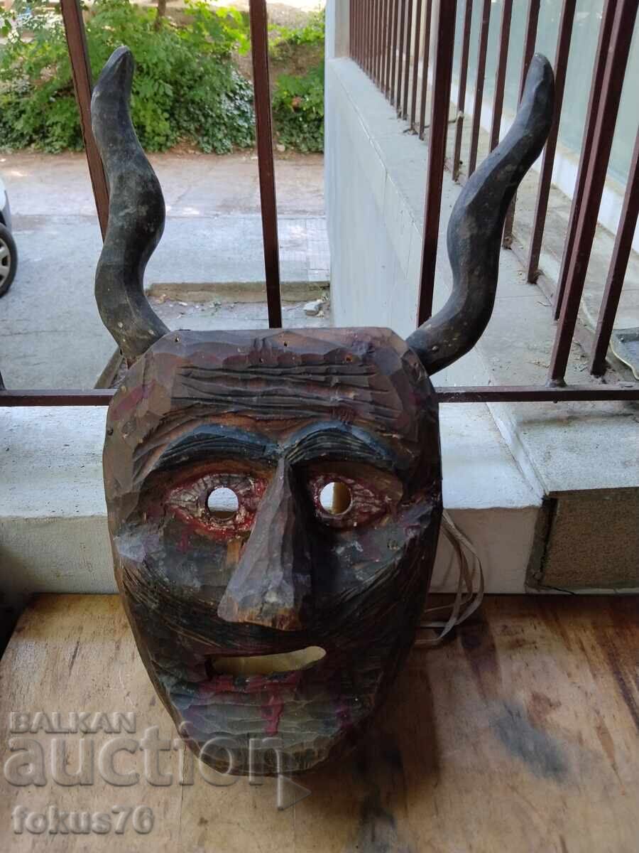 Παλιά ξύλινη μάσκα Κούκερου - χειροποίητη