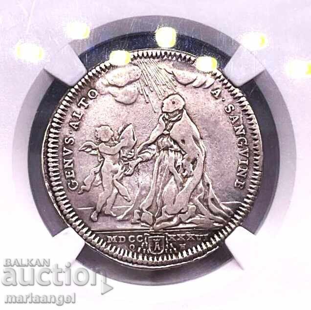 Livrarea Teston 1736 Vatican Clement XII NGC VF 35 argint Livrarea Teston 1736 Vatican Clement XII NGC VF 35 argint