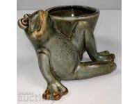 PORȚELAN ? CERAMICĂ ? FIGURINĂ PENTRU GHIVECI BROASCĂ INTEGRĂ