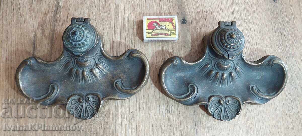 Călimări vintage din bronz, două bucăți, pentru colecționari - 7