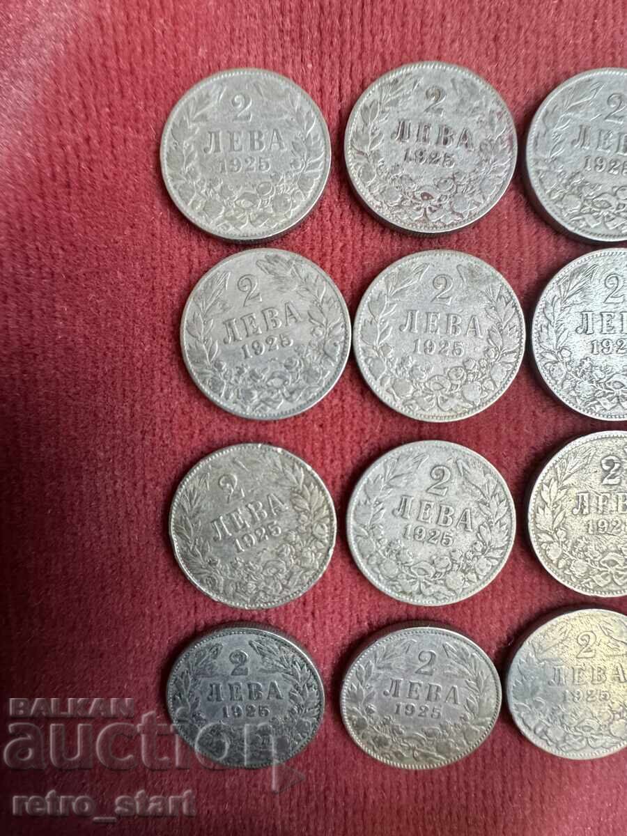 2 лева 1925 година, Лот- 16 броя с цена € 16.00 | 31.29 лв.