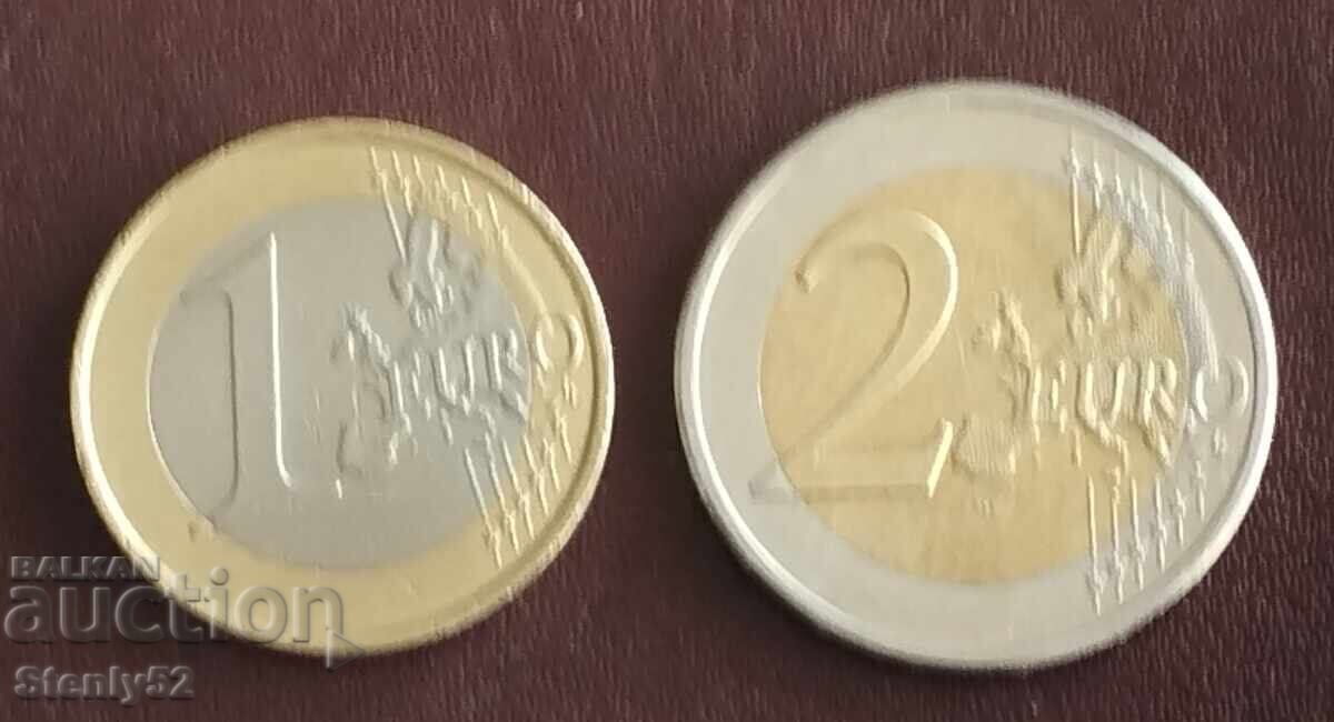 Δημοπρασία 1 και 2 ευρώ Μάλτα 2008, 2015 Σταυρός της Μάλτας