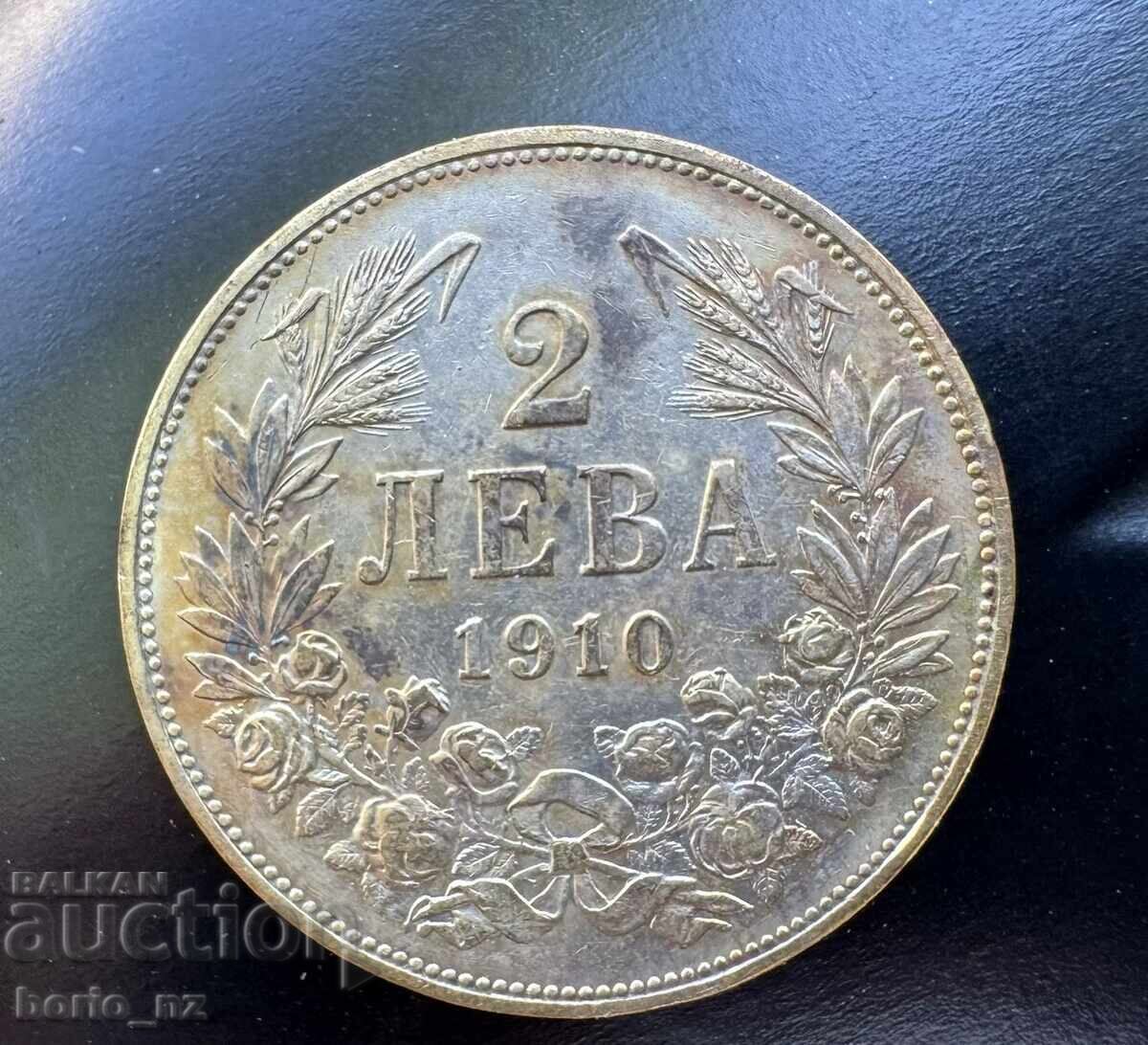 2 leva silver 1910 bzc