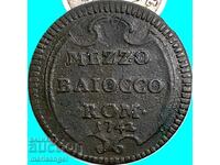 Mezzo Baiocco 1742 Vatican Benedict XIV