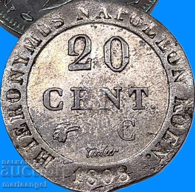 Ιερώνυμος Ναπολέων 20 σεντίμ 1808 Βεστφαλία 24χιλ Γερμανία - 5