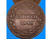 Baiocco 1845 Vatican Gregory XVI Rome 30mm copper