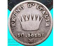 Napoleon 10 Soldi 1812 Italia Argint - Rar