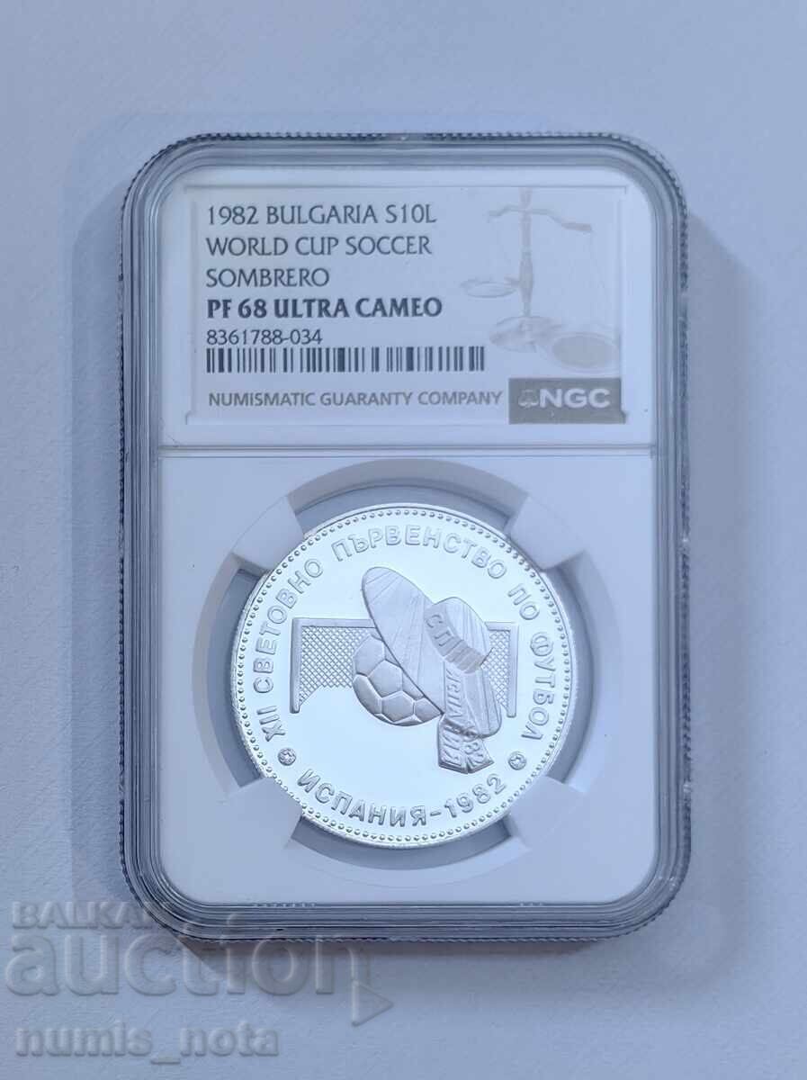 10 лева 1982 г. Сомбреро NGS PF 68 10 лева 1982 г. Сомбреро NGS PF 68
