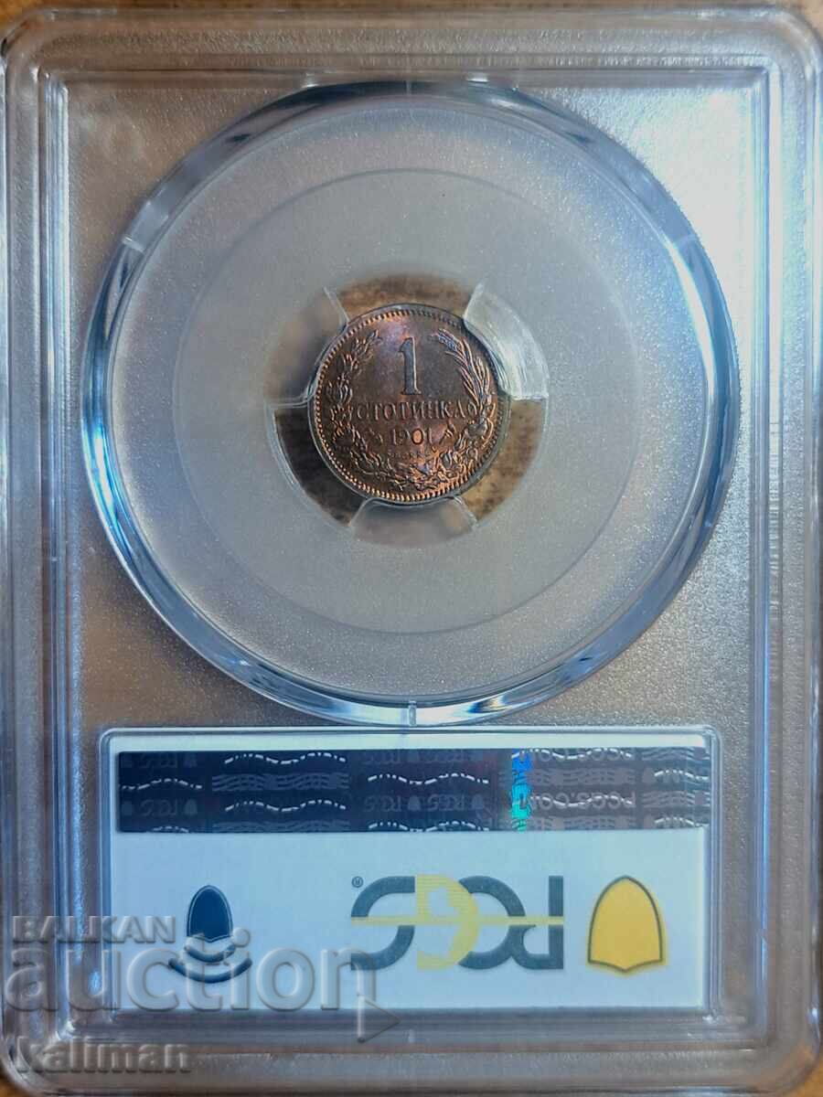 монета 1 стотинка 1901 г. PCGS  MS 65 RB с цена € 2000.00 | 3911.67 лв.