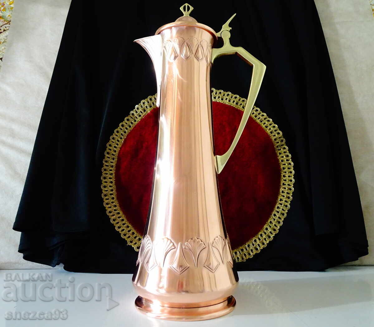 WMF copper pitcher with lid, running ostrich, Art Nouveau, Jugendstil - 6