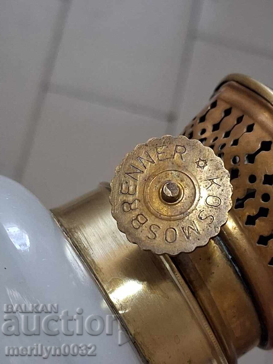 Παλιά λάμπα κηροζίνης βάση λευκό γυαλί ΠΡΩΤΟΤΥΠΟ - 7