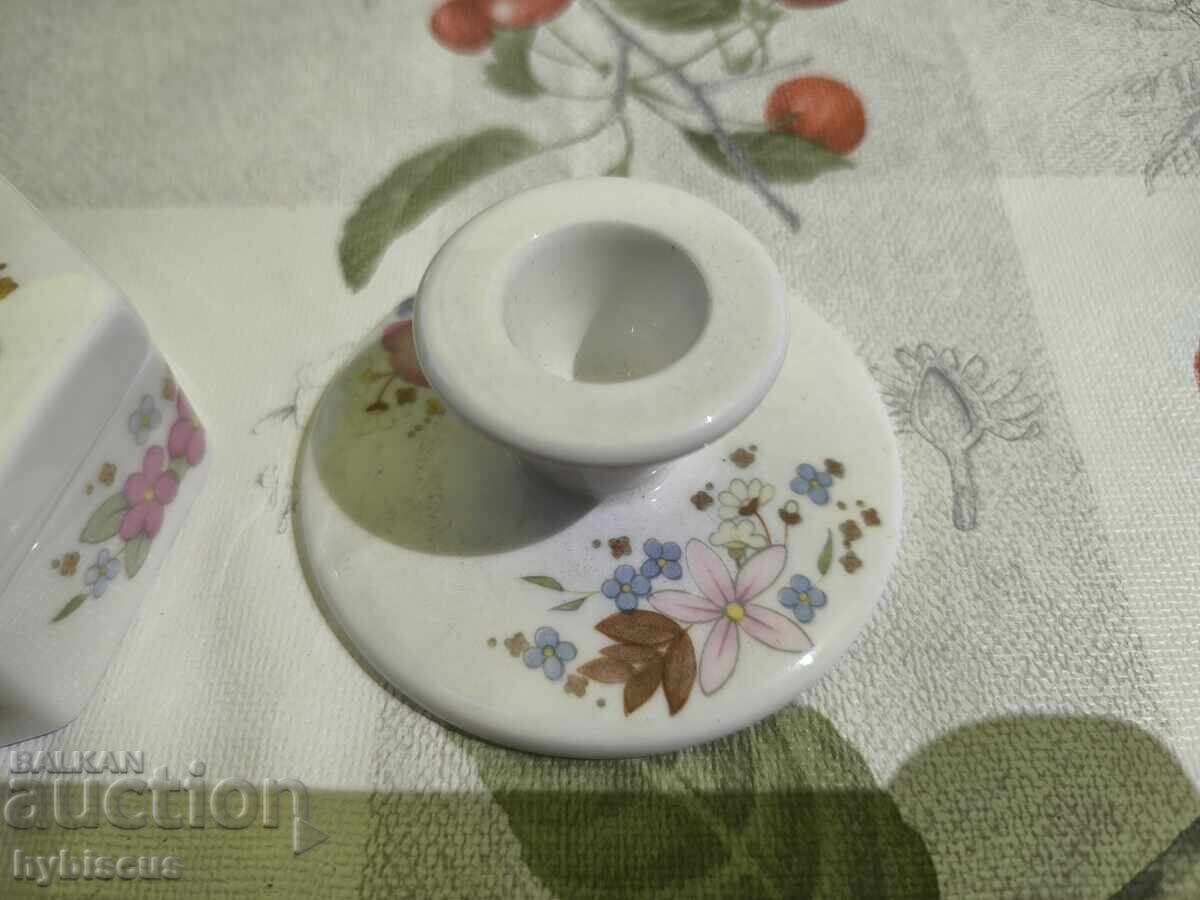 Αγγλική πορσελάνη Wedgwood Meadow Sweet, κουτάκι και κηροπήγιο - 5