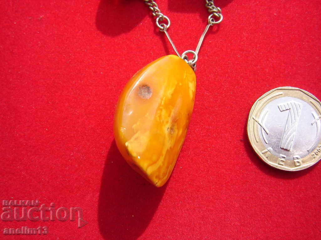 OLD NECKLACE NATURAL BALTIC ROYAL EGG AMBER - 5