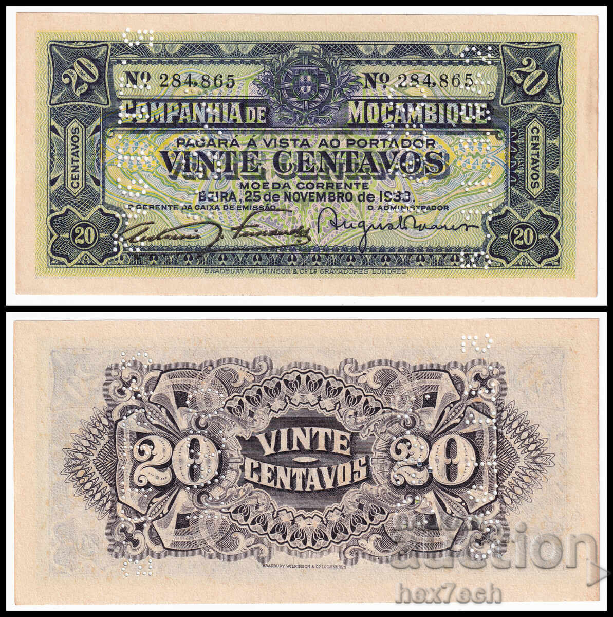 ❤️ ⭐ Mozambique 1933 20 centavos ⭐ ❤️