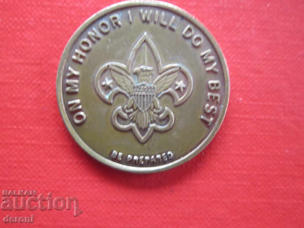 Auction  American military bronze badge scout token coin