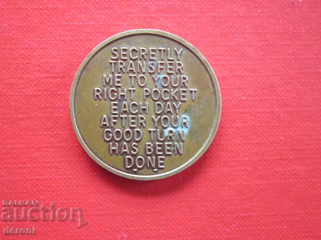 Delivery of American military bronze badge scout token coin