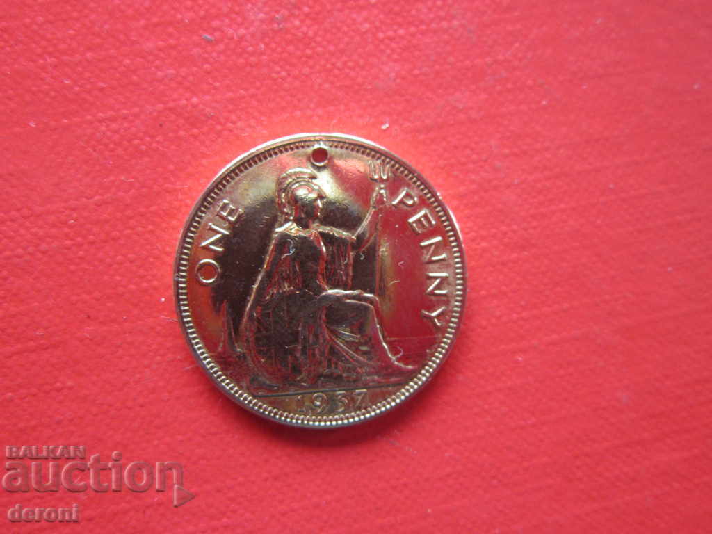 Incredible gold-plated 1 Penny 1937 coin pendant with price € 12.78 | 25.00 BGN