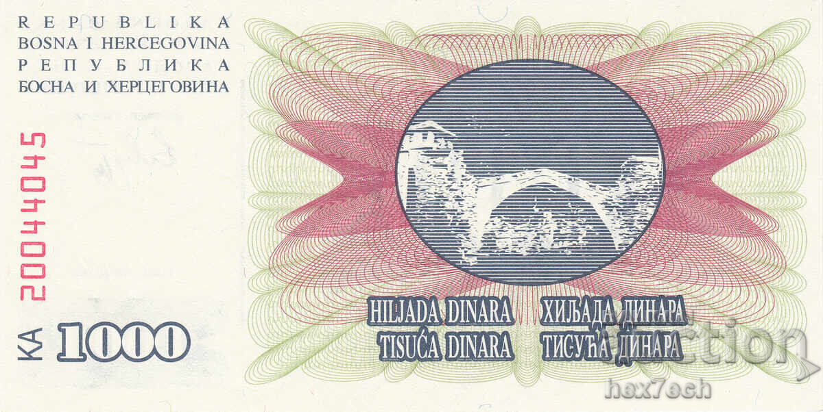 Auction  ❤️ ⭐ Bosnia and Herzegovina 1992 1000 dinars UNC new ⭐ ❤️