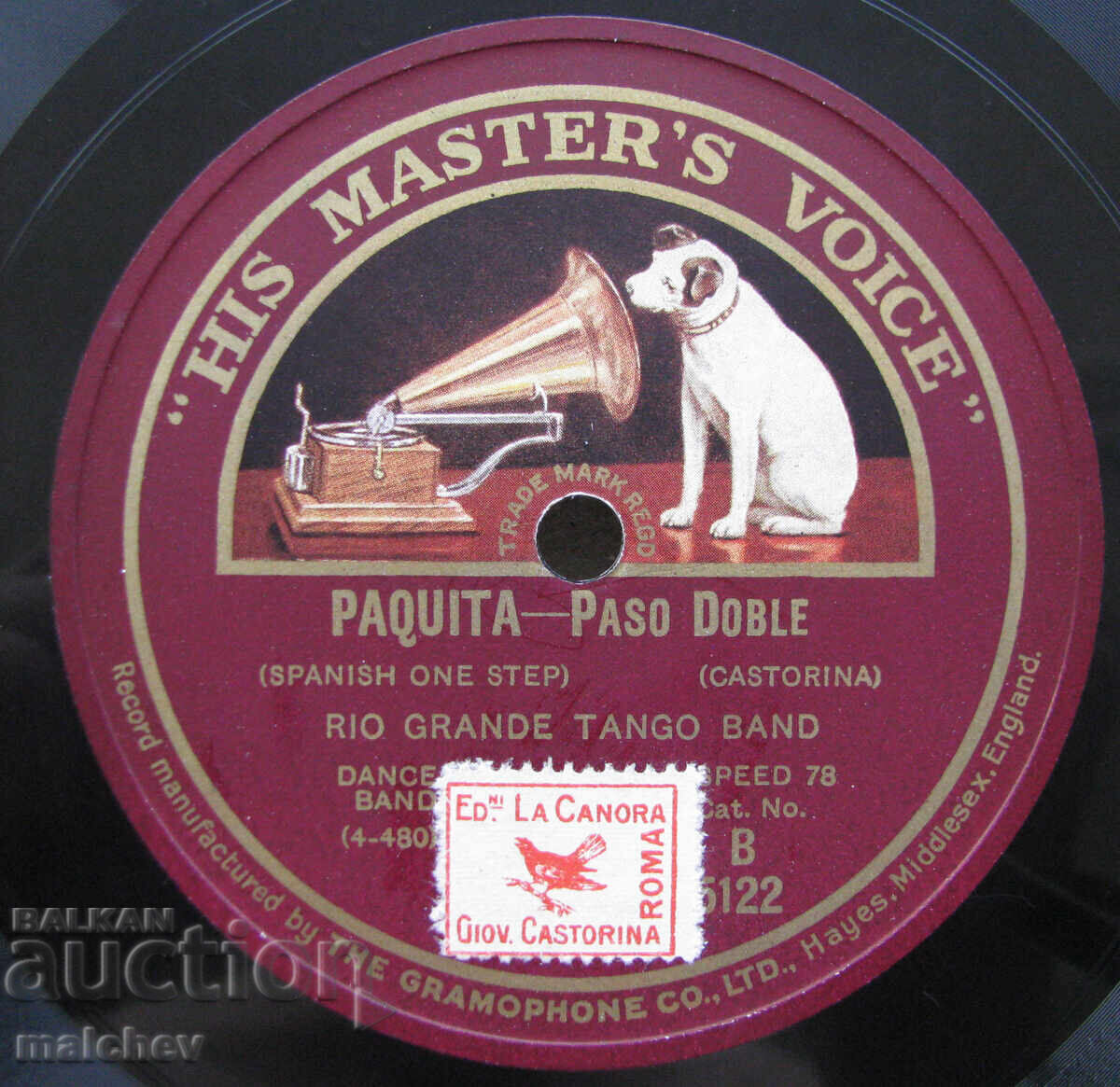 Licitație Disc de gramofon din bachelită 1928, Paquita..., excelent