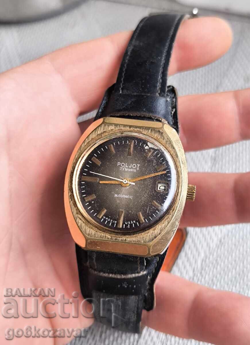 Gold-plated "Poljot" watch from the USSR AU 10 Works! - 5