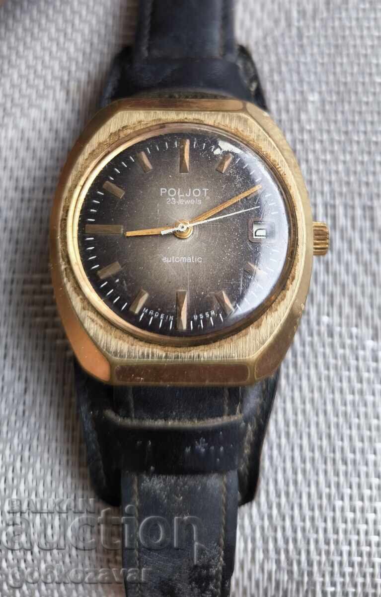 Gold-plated "Poljot" watch from the USSR AU 10 Works!