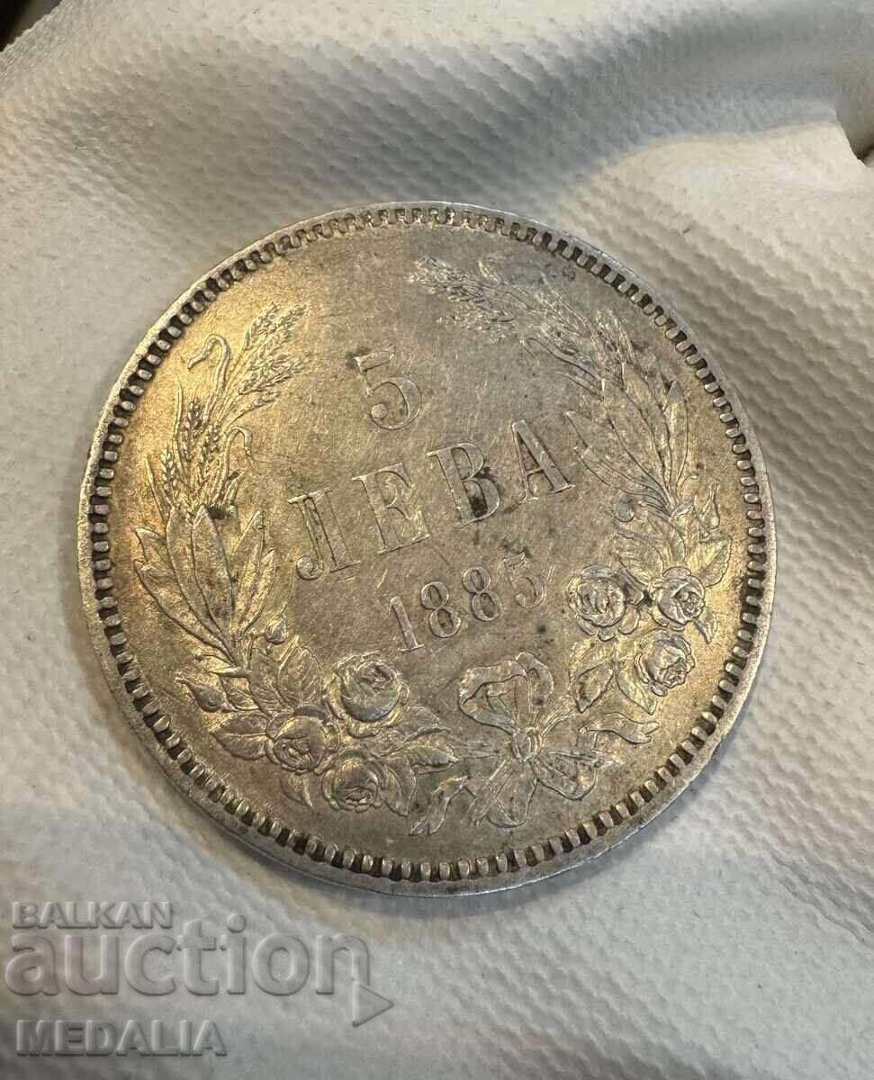Livrarea 5 leva 1885 g. - Knyazhestvo Bŭlgariya - argint Livrarea 5 leva 1885 g. - Knyazhestvo Bŭlgariya - argint