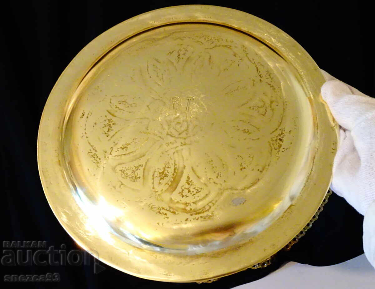 Persian bronze tray, platter, ornaments, stamp with price € 17.99 | 35.19 BGN