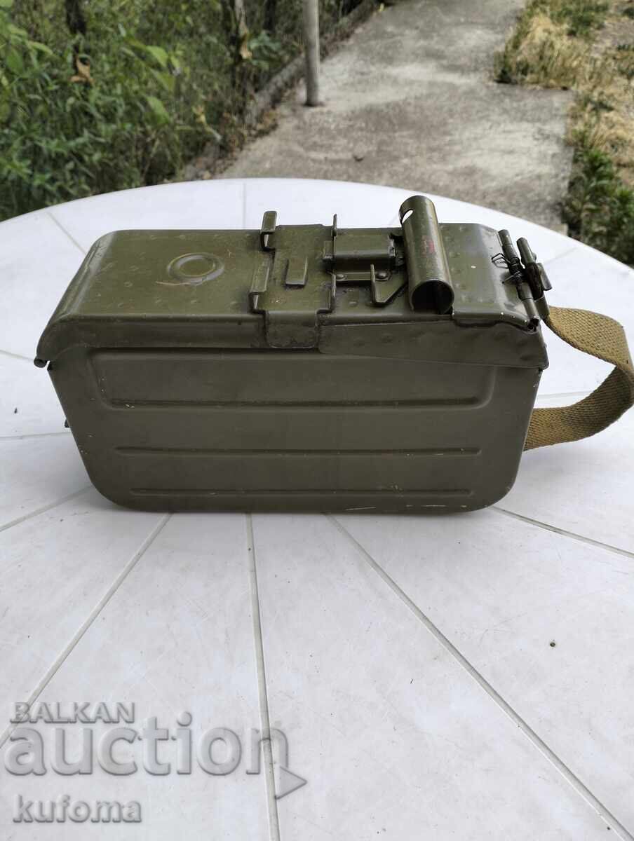 Military ammunition box for machine gun
