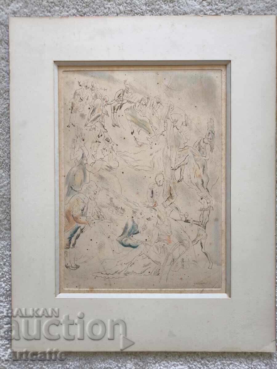 gravură „Cenușăreasa la bal” (1929) – Jules Pascin gravură „Cenușăreasa la bal” (1929) – Jules Pascin