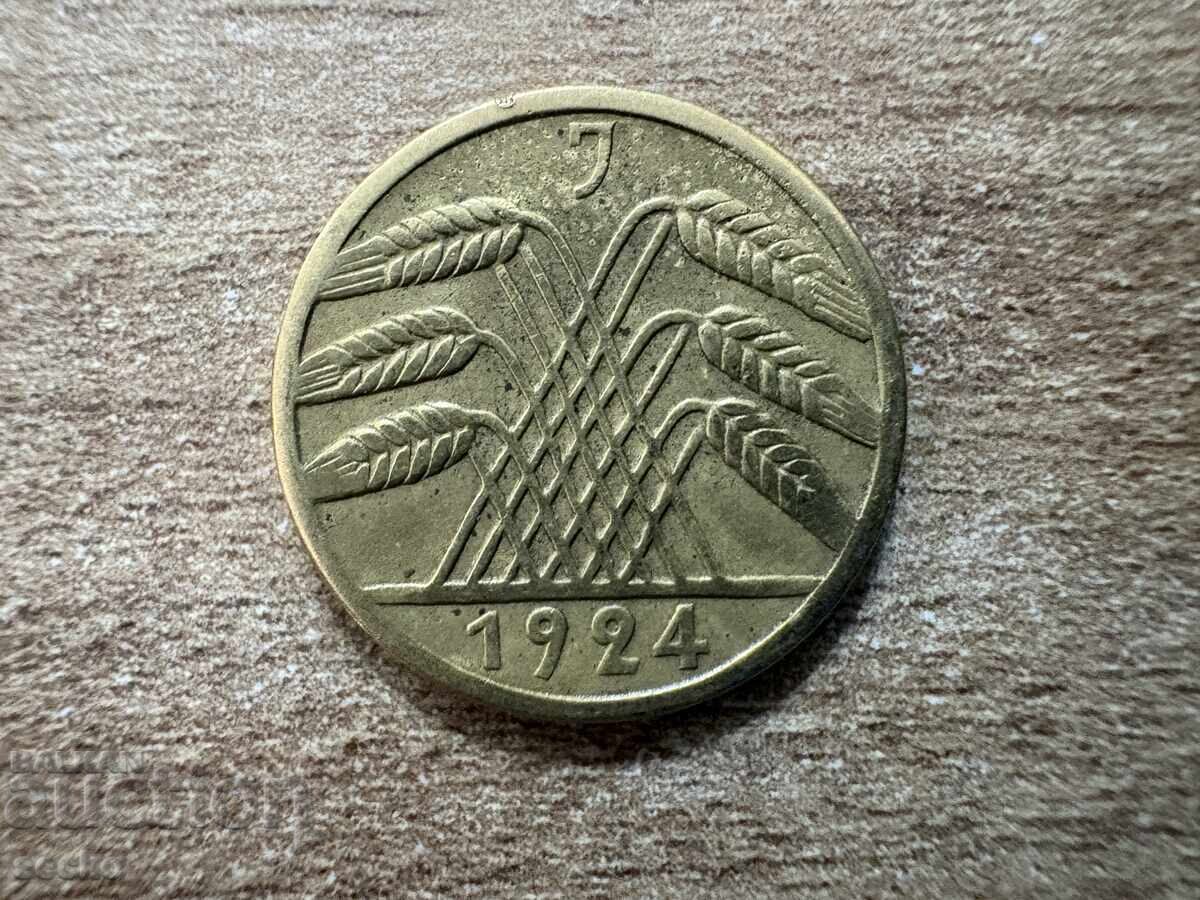 Germania - 5 rentenpfennig (1924) - J cu preț € 0.35 | 0.68 BGN