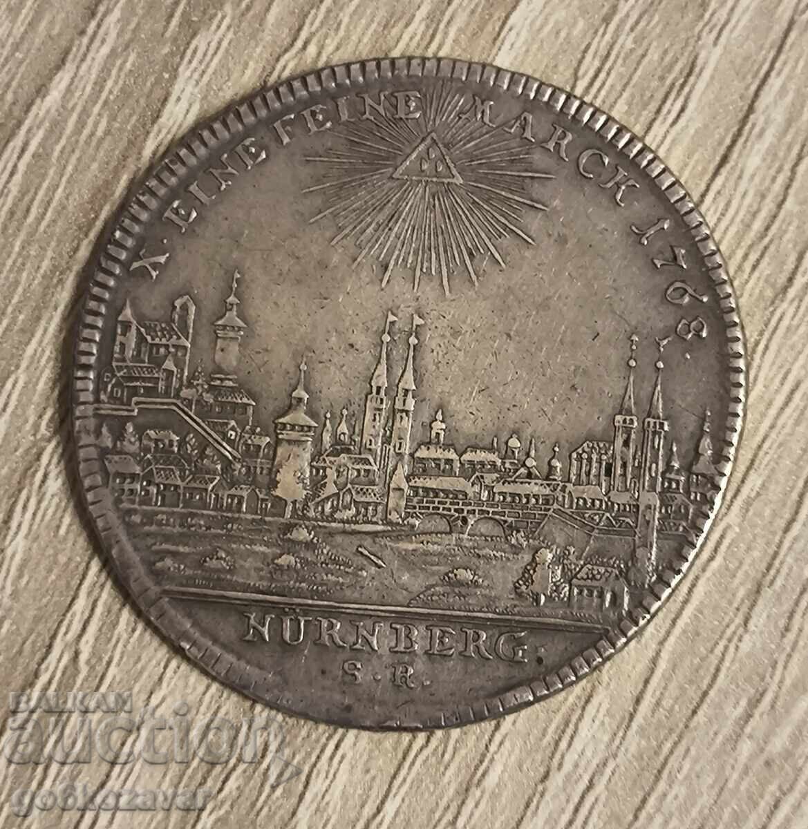 Нюрнберг 1 Талер 1768 Германия /Панорама на Града 100% ориги с цена € 335.00 | 655.21 лв.
