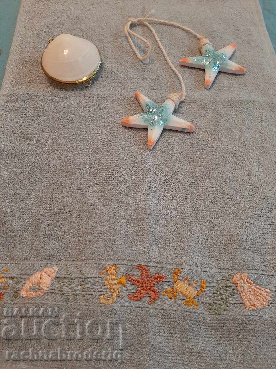 Hand-embroidered towels with nautical motifs with price € 3.00 | 5.87 BGN Hand-embroidered towels with nautical motifs with price € 3.00 | 5.87 BGN