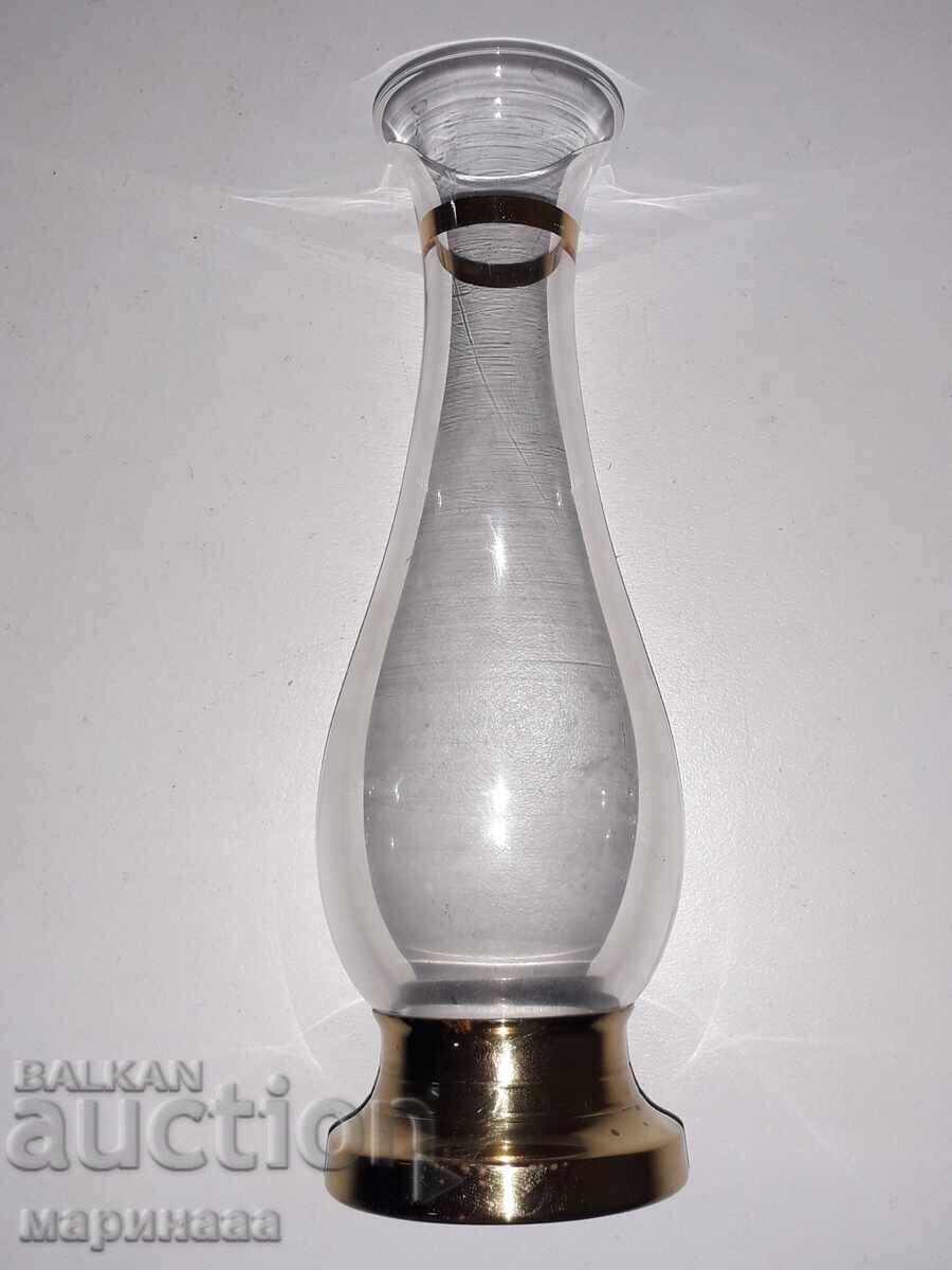 Delivery of VASE WITH BRASS STAND. GLASS, GILDING