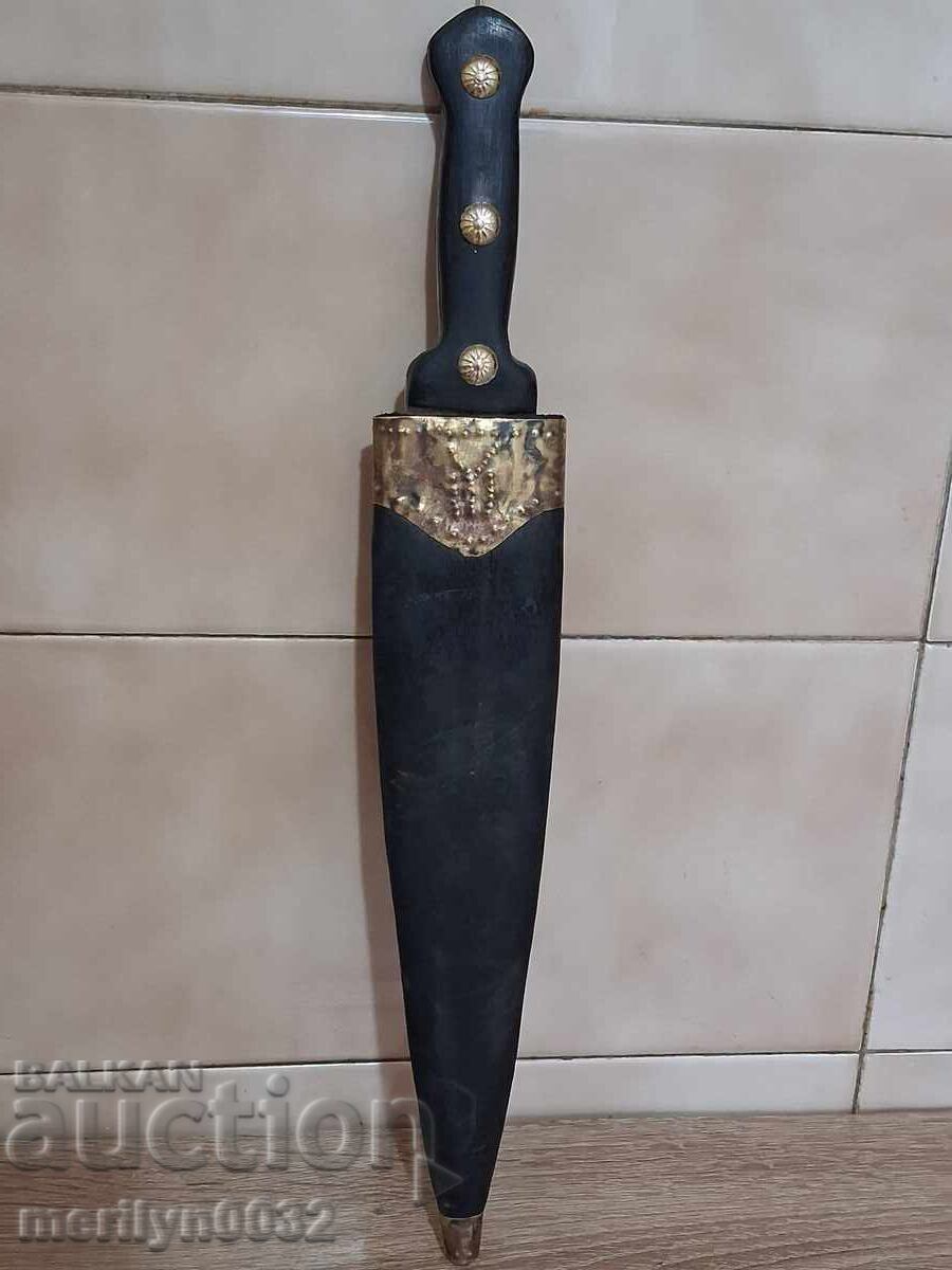 Χαϊδουτικό μαχαίρι με θήκη, διπλής όψης, λαβή από κέρατο βούβαλου με τιμή € 96.81 | 189.34 BGN