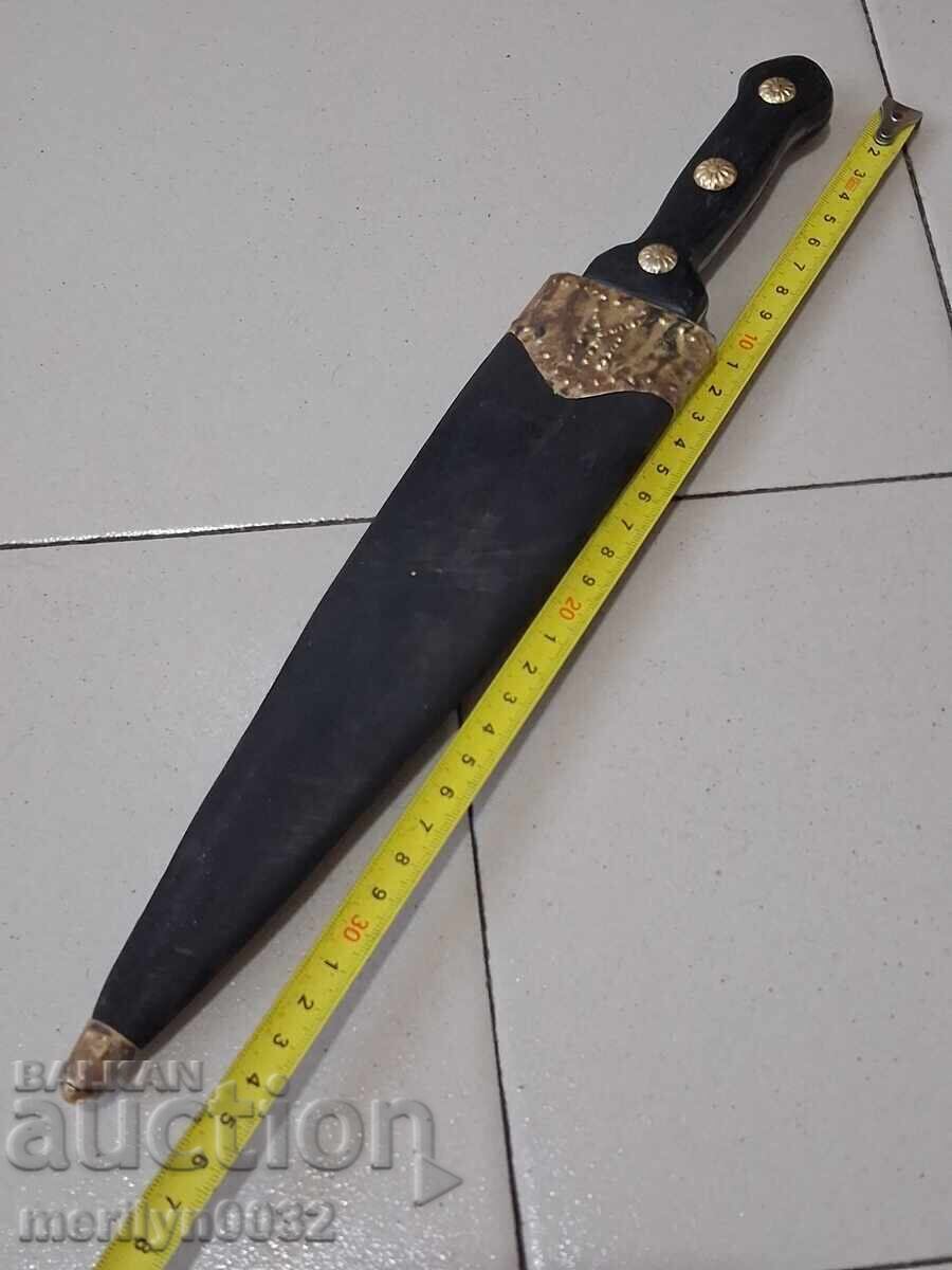 Χαϊδουτικό μαχαίρι με θήκη, διπλής όψης, λαβή από κέρατο βούβαλου - 7