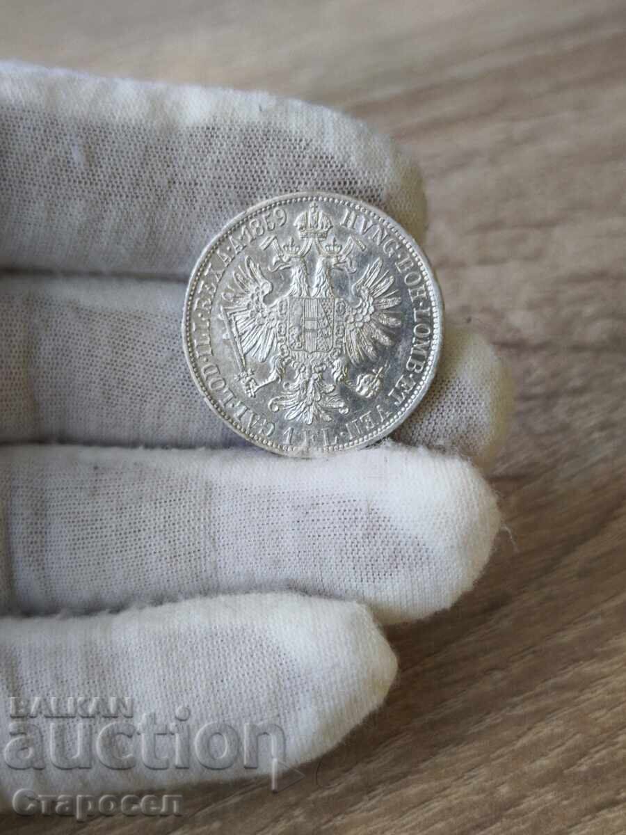 1 флорин 1859 година "А" Австрия с цена € 90.00 | 176.03 лв.