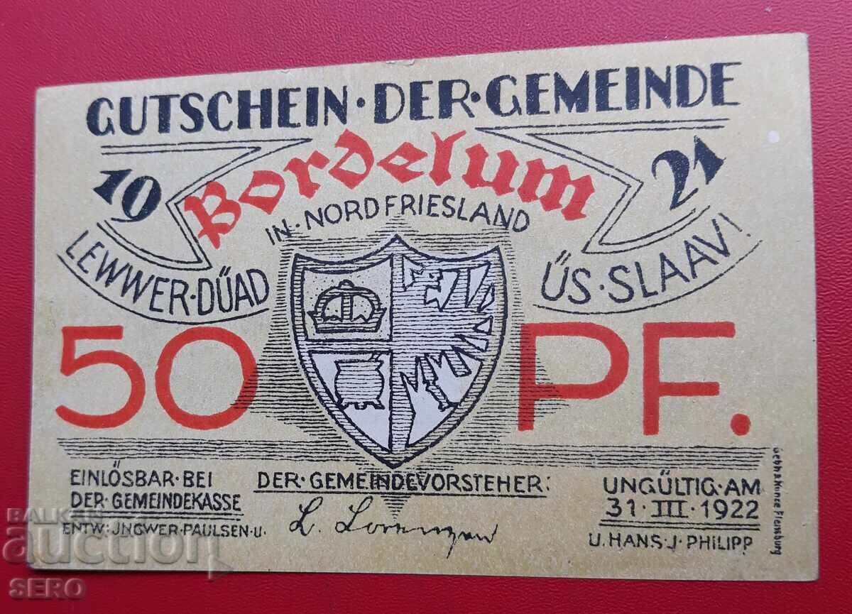 Banknote-Germany-Schleswig-Holstein-Bordelum-50 Pfennig 1921