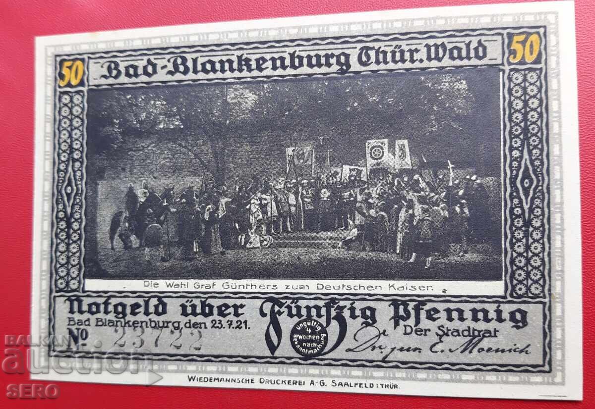 Banknote-Germany-Thuringia-Bad Blankenburg-50 pfennig 1921 with price € 1.00 | 1.96 BGN