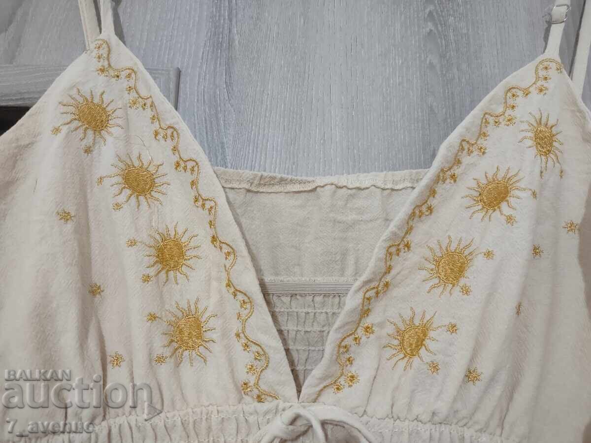 Аукцион Рокля L-XL лятна, дълга, слънчева, памучна с бродерии