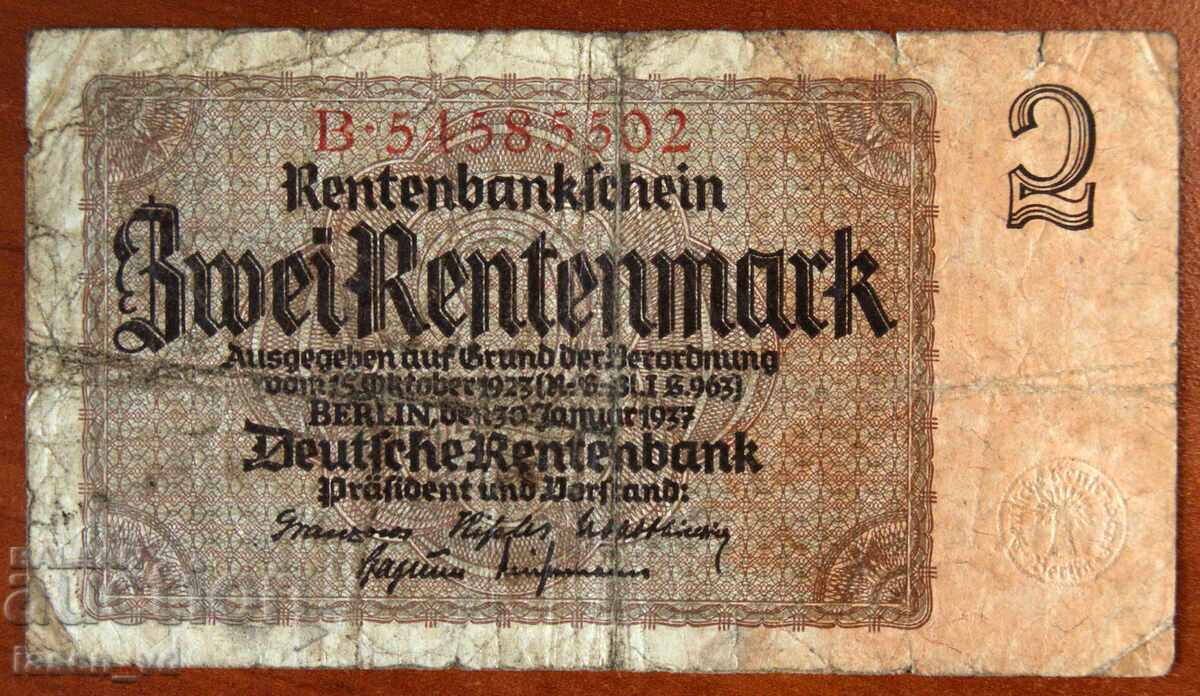 2 рентенмарки, Германия, 1937 г.
