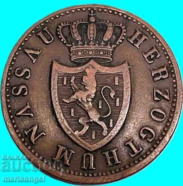 Nassau 1 Kreuzer 1842 Germany Duke Adolf copper