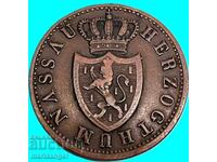 Nassau 1 Kreuzer 1842 Germany Duke Adolf copper