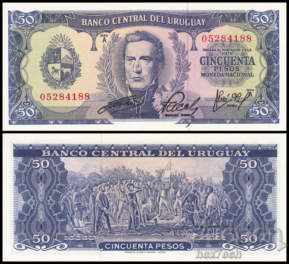 ❤️ ⭐ Уругвай 1967 50 песос UNC нова ⭐ ❤️