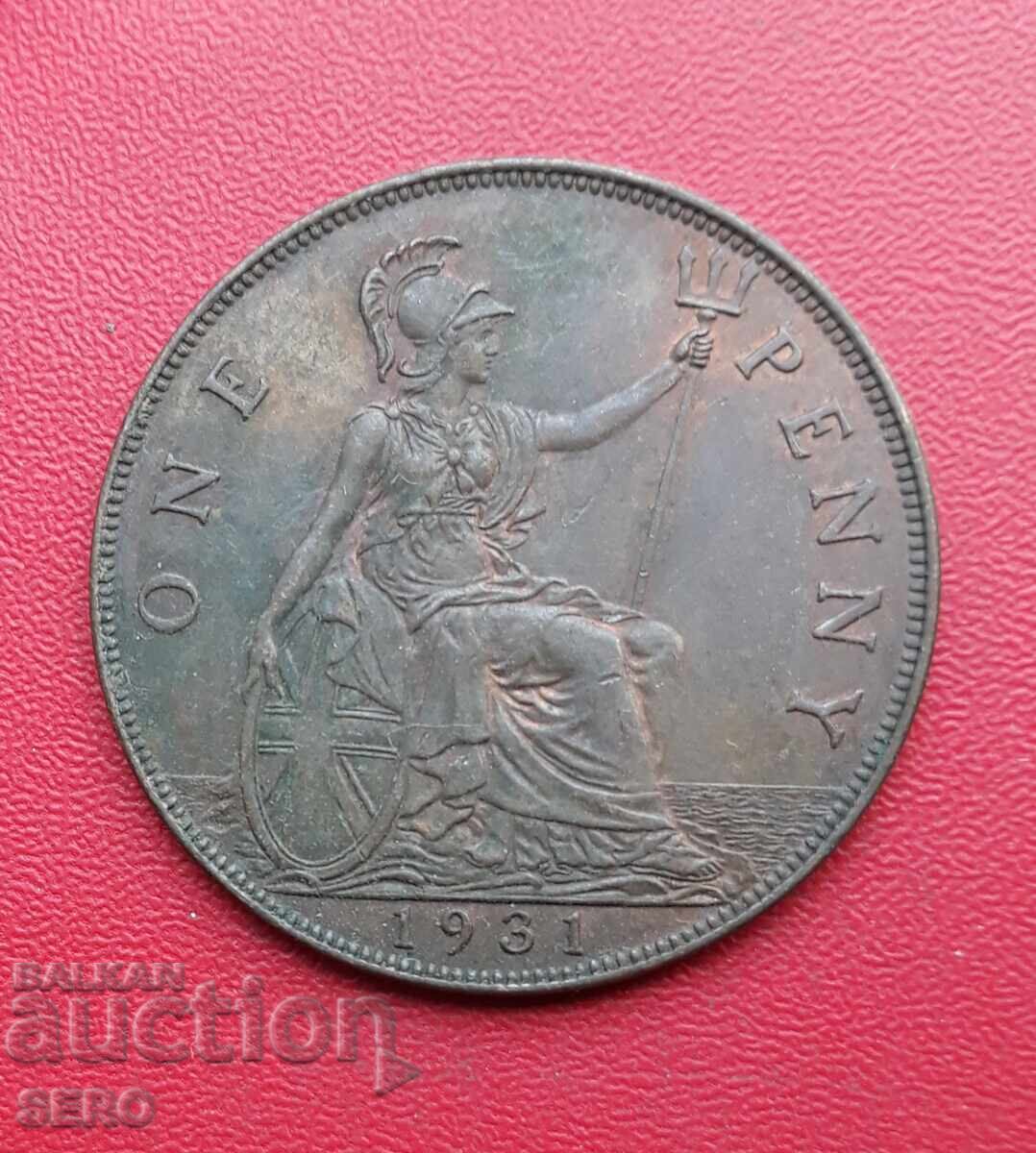 Великобритания-1 пени 1931--отл.запазена