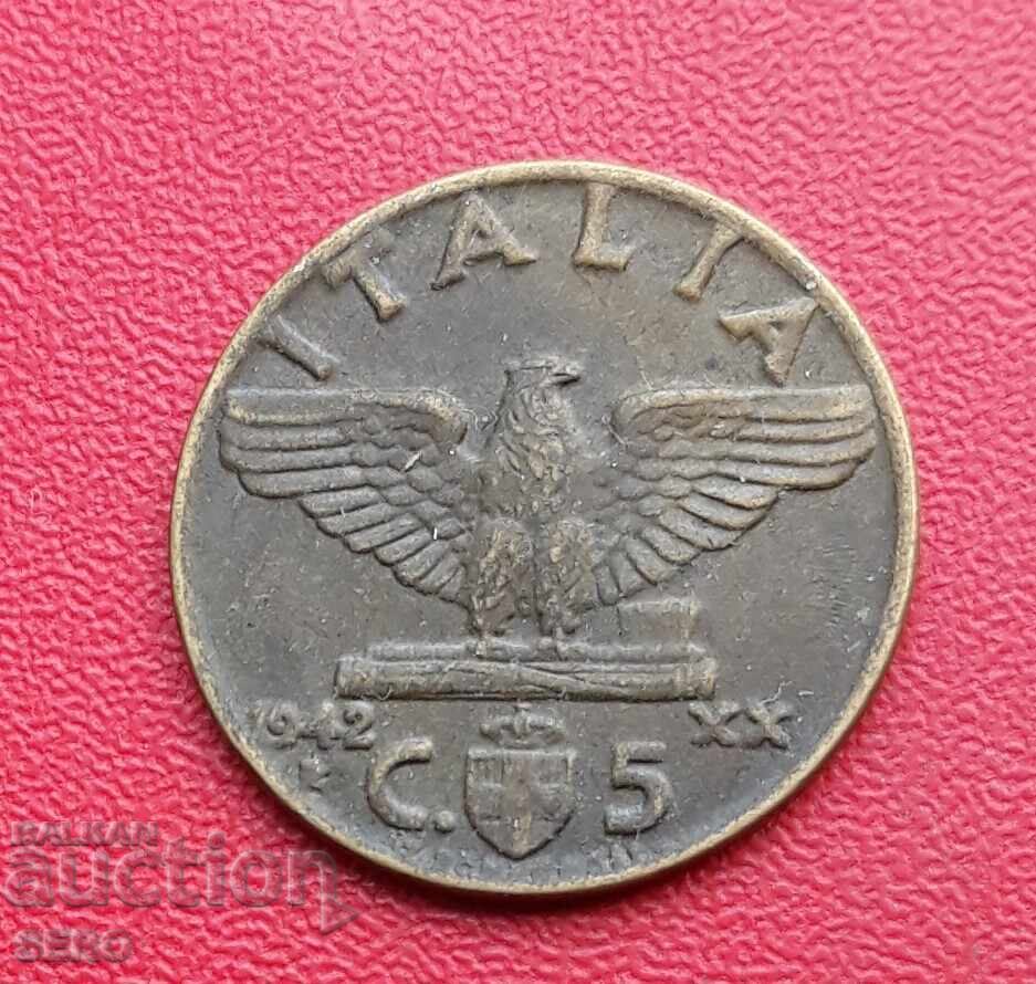 Италия-5 цента 1942/год. XХ/