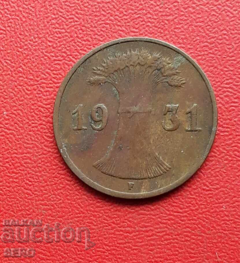 Germany-1 pfennig 1931 F-Stuttgart with price € 0.35 | 0.68 BGN