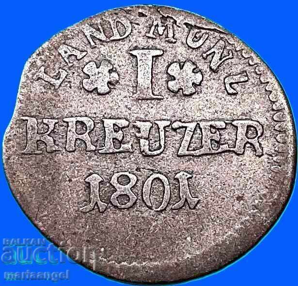 1 Kreuzer 1801 Hesse-Darmstadt Germania Ludwig X Argint - 6