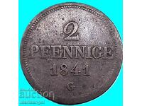Saxony 2 Pfennig 1841 Γερμανία G - Allretburg - αρκετά σπάνιο