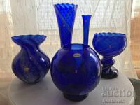 Cobalt glass vases, handmade. Germany