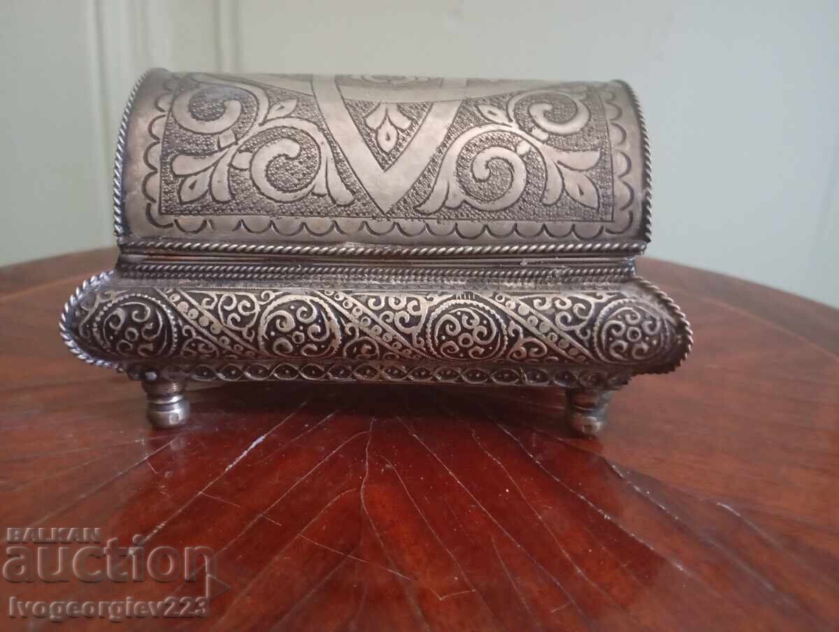 Silver-plated metal jewelry box